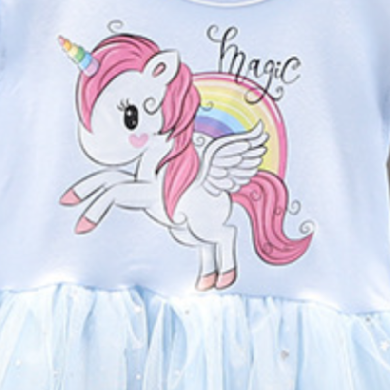 DISNEY Kids designer clothes baby girl princess dress kids clothes Girl's unicorn dress princess puffy sleeve skirt cotton short-sleeve baby tren