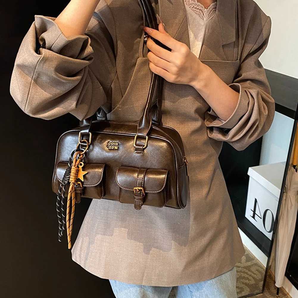 Women Leather Retro Shoulder Bag Zipper Closure Casual Purse Tote Handbag Shoulder Tote Handbag Trendy Purse Bag for Work TravelT251122