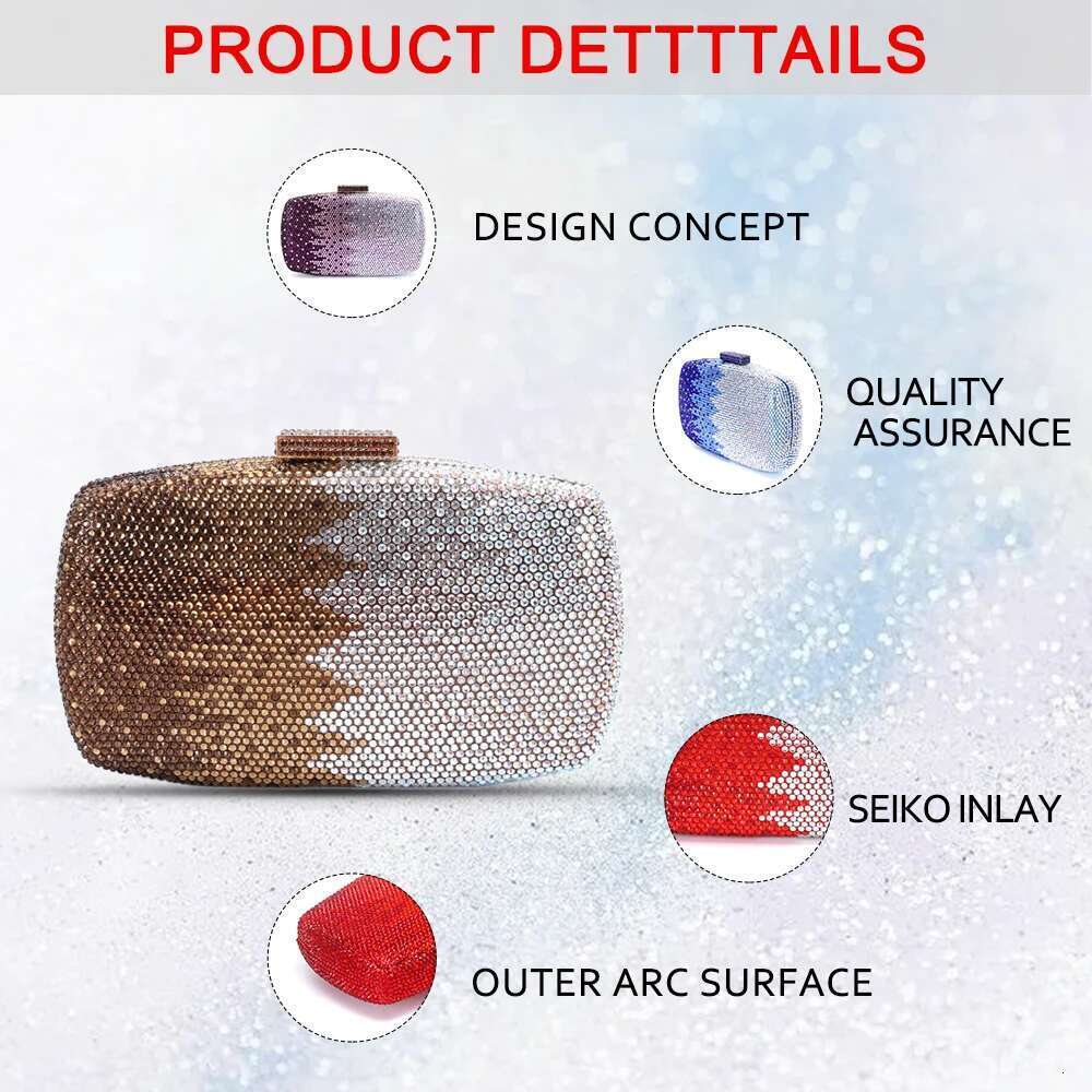 Latest Design Elegant Women purse Wedding Banquet Gift Crystal Clutch Multicolor Dia Gradient Dinner Bag designer bag women bag