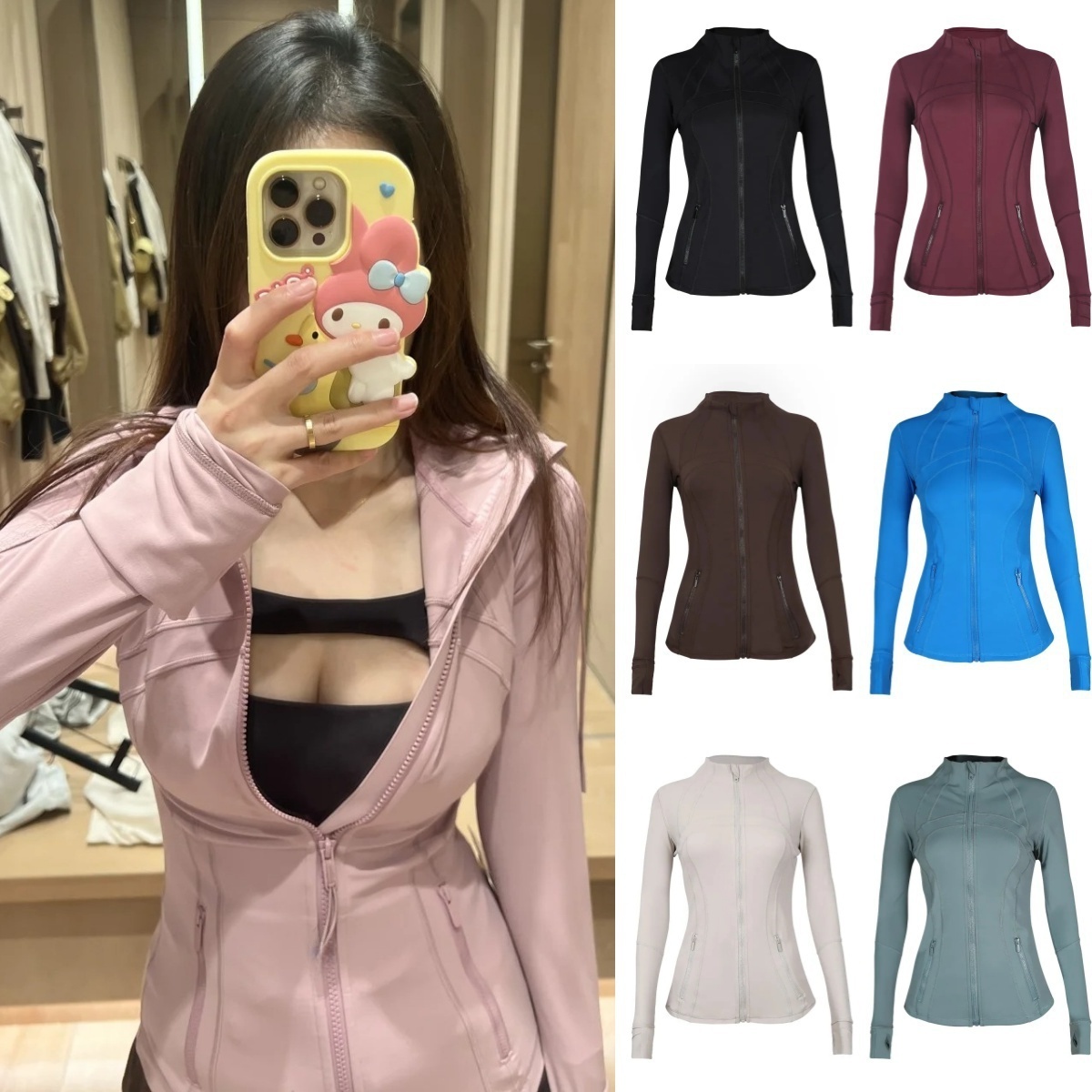 Yoga Jacket Define Cropped With Gold Zipper Women Long Sleeve Sport Coat Fiess Gym Breathable Sweatshirt Jogging Sportwear Jackets gym set