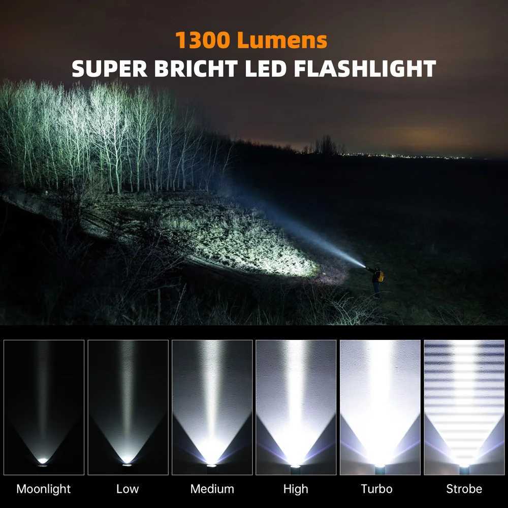 Sofirn SK1 1300LM Powerful Tactical Flashlight 18650 Rechargeable Torch With Tail Switch And Rotary Switch C251122