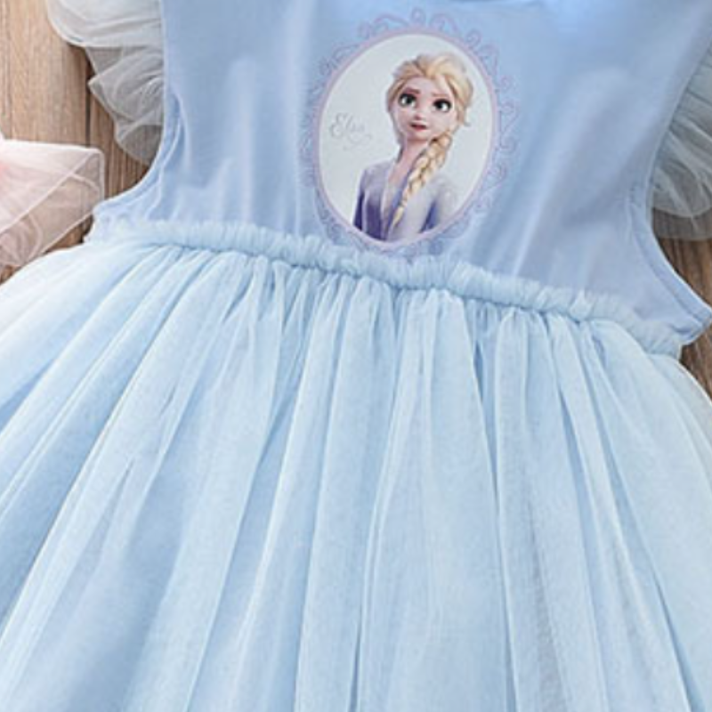 DISNEY kids designer clothes Frozen Elsa princess Summer Princess Dress for Girls Children Cute Short Sleeve Dress Kids Summer Clothes.