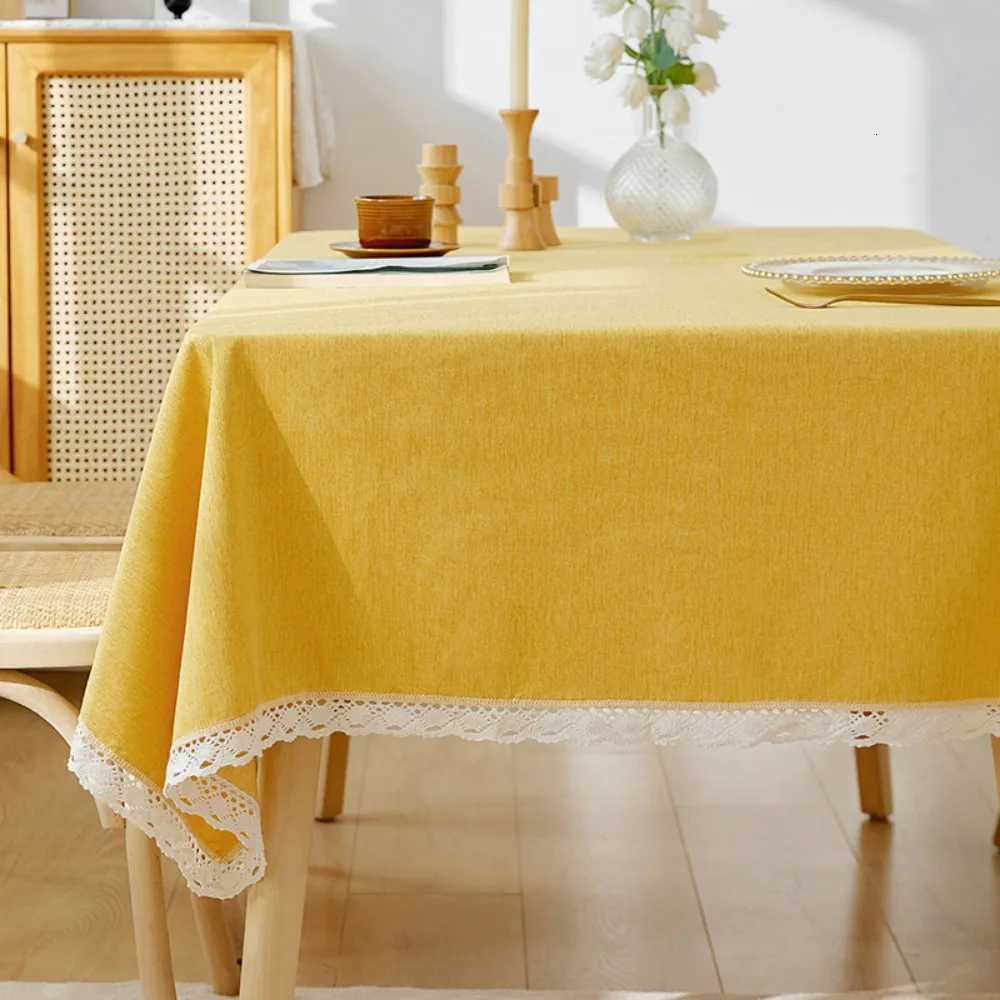 Home dining room waterproof oil-proof no-wash solid-color tablecloths rectangular dining table and coffee table tablecloths C251122
