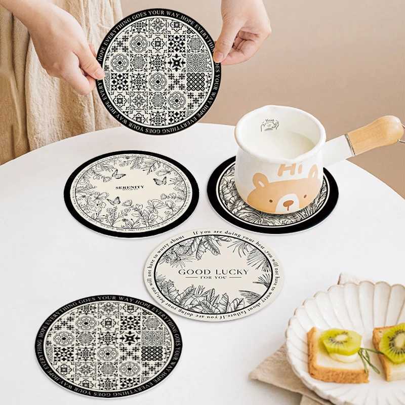 designer Retro Coaster Waterproof Round Dining Table Mat Oil Proof Plate Pad Water Cup Pad Home Decor Desktop Insulation Heat Pot Mat C251122