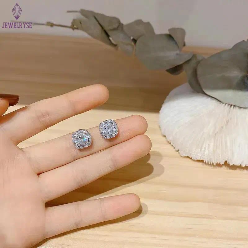 classic diamond earring desinger jewelry Women S925 silver six claw inlaid with diamond earrings hip-hop trend moissanite stone earrings studs Rock Ra