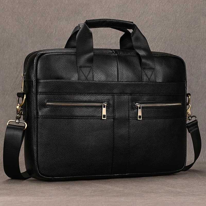 Newsbirds leather mens briefcase Doctor Layer business mens laptop bag 15 6 inches leather computer bag mens handbag Z250421-1