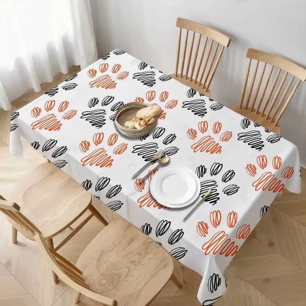 Animal Paw Print Cat/Dog Tablecloth - Stain-Resistant Washable Polyester For Dinners Parties Weddings C251122