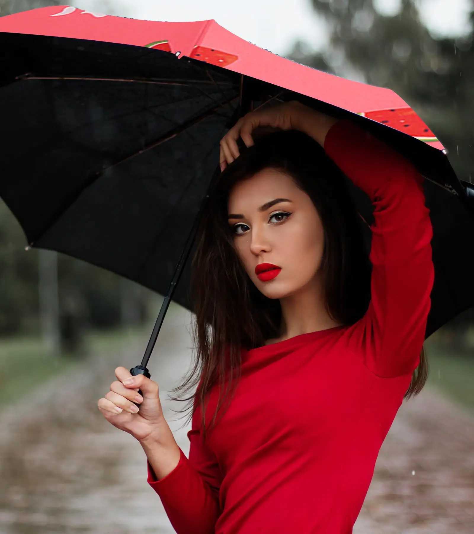 Fruit Pattern Small Lightweight UV Protection Sun Umbrella Portable Foldable Compact Colorful Sports Umbrella for OutdoorM251122