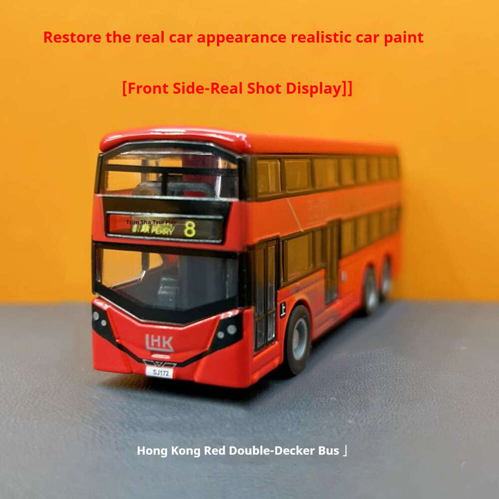 Mini alloy Hong Kong double decker bus, small car, alloy car model, boy's gift, children's toy
