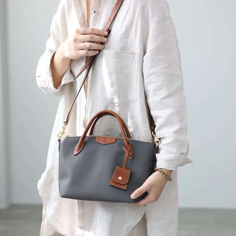 Women S Crossbody Female Handbag Nylon With Genuine Leather Shoulder Bag Large Capacity Tote For Work Bag