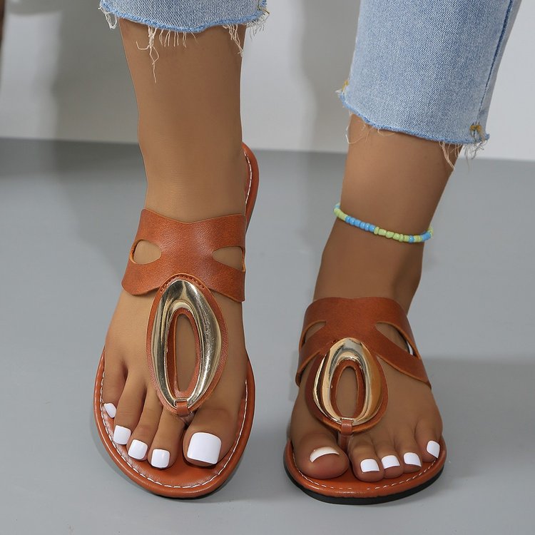 Sandals Women's Flats Flip-flops Summer Slides Women Casual Elegant Woman Shoes With Low Heels Luxury Comfortable White