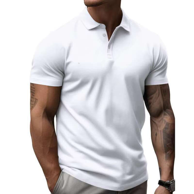 DHessentials Summer New Short Sleeve Polo Shirt Men's Large Loose Collar Solid Color T-shirt