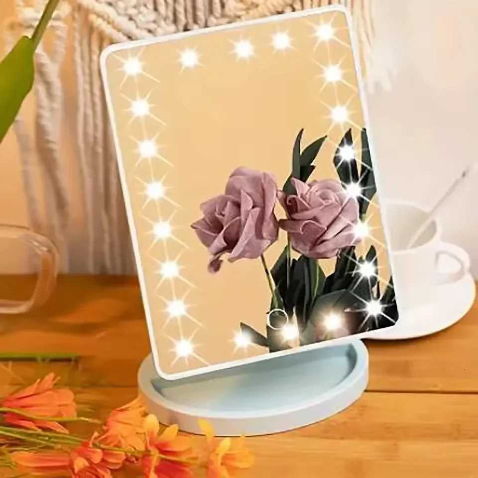 1pc LED touch screen makeup mirror with adjustable brightness and standard magnification perfect for professional and home use M251122