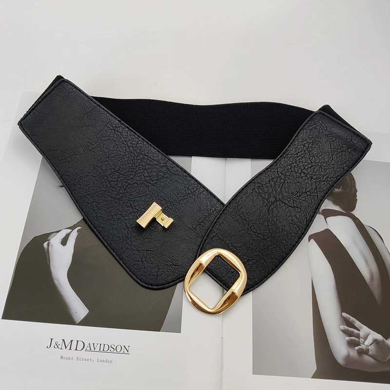 Plus Size Big Stretch Cummerbunds Y2K Waist Big Elastic Waistband Designer Belts For Women Rotate Buckle Dress Corset Brown J251122