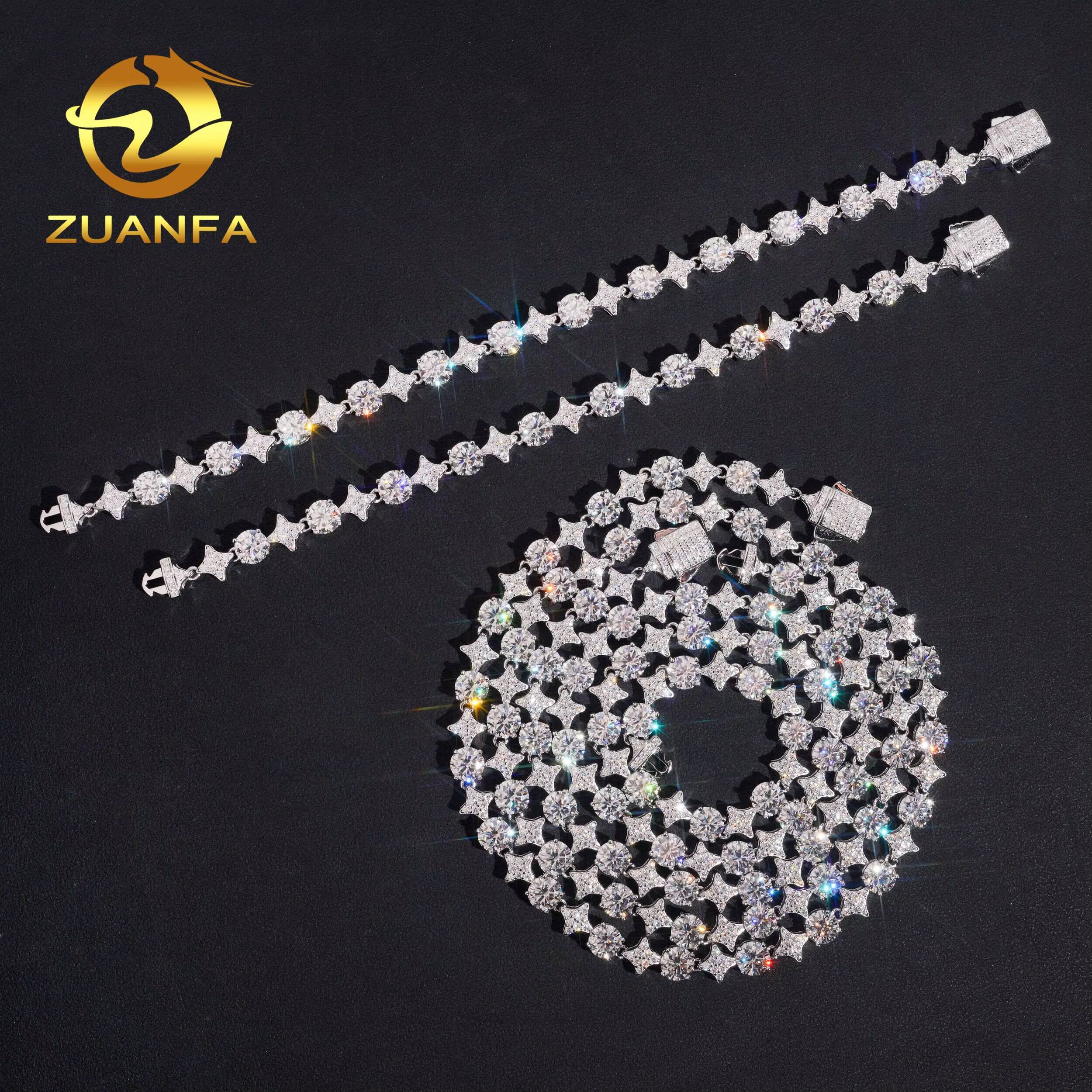 Fashion Jewelry High Quality Iced Out Star 925 Sterling Silver Moissanite Diamond Tennis Chain Necklaces