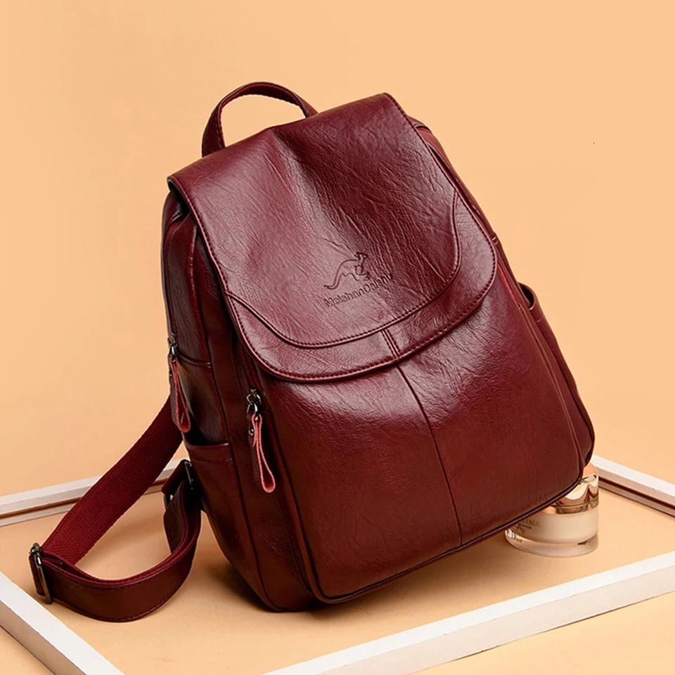 Ladies Bookbag Rucksack Women Large Capacity Backpack Purses High Quality PU Leather Female Vintage School Bags Travel Bagpack 251111