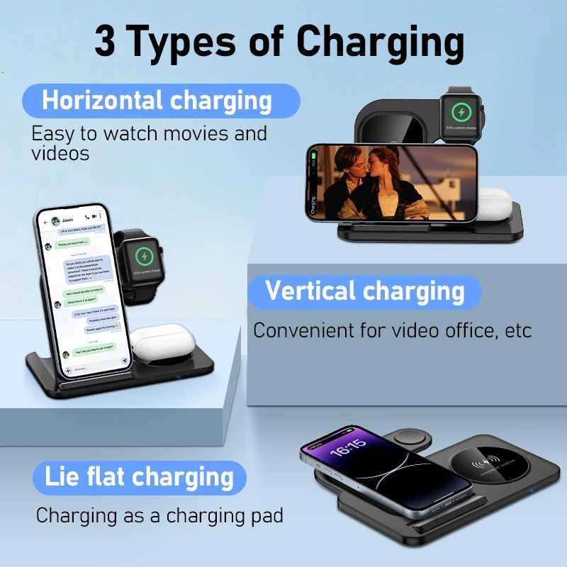300W Fast Wireless Charger Stand Pad Foldable Fast Charging Station Dock for iPhone 16 15 14 13 12 Pro Max Watch Airpods Y251122