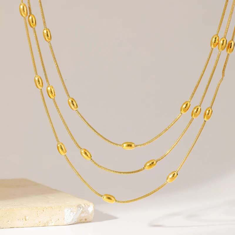 EILIECK 316L Stainless Steel Gold Color Multi-Layer Stacking Chain Necklace Bracelet Set For Women Fashion Waterproof Jewelry