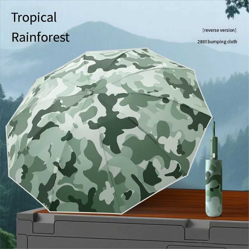 New 280T camouflage three-fold umbrella automatic umbrella business umbrella sun protection sun and rain two users traveling outM251122