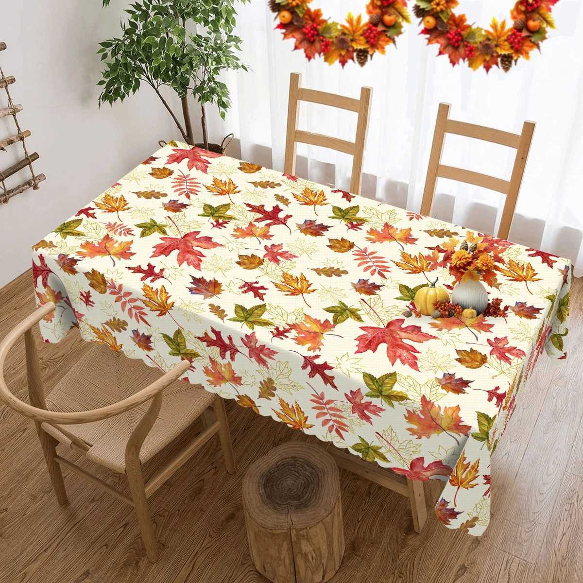1 Piece Autum Leaf Printed Tablecloth Various Sizes Autum Courtyard Party Decoration Tablecloth Thanksgiving Party Courtyard Tablecloth Decoration C25