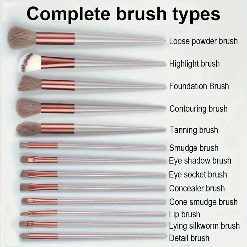 13Pcs Portable Makeup Brush Set With Storage Bag- Super Soft Gentlefor Flawless Makeup Looks - Travel-Friendly Easy to Clean C251122