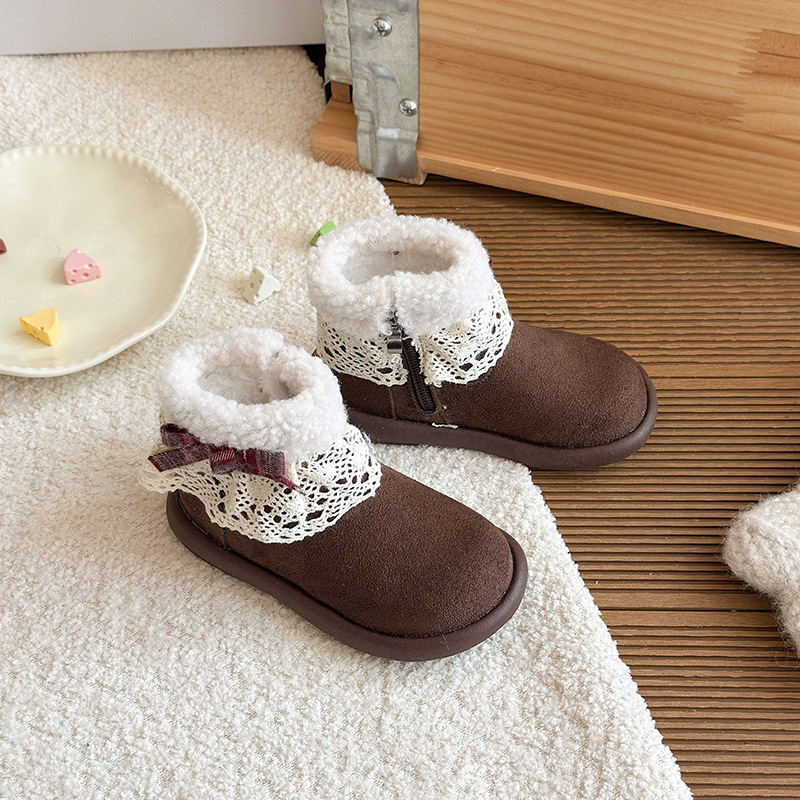 New designer shoes Winter Thick Soled Snow Boots Winter New Girls Fleece Lined Thickened Fur Boots Low Cut Non Slip Warm Cotton Boots