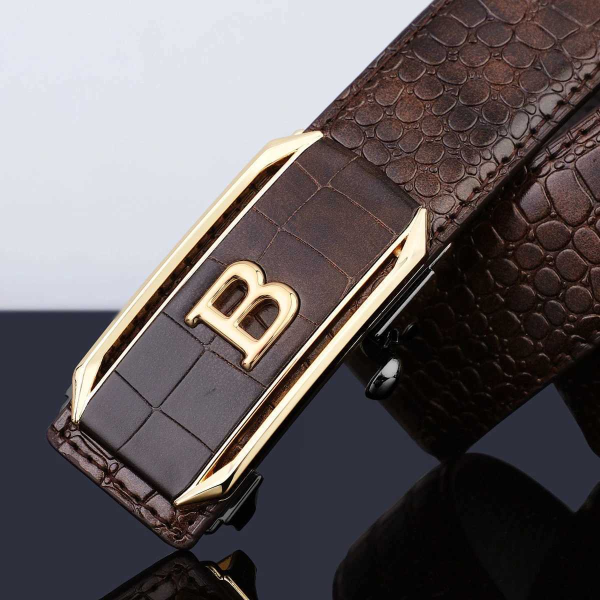 Crocodile Pattern Mens Belt High-Quality Automatic Buckle Belt Fashionable Jeans Strap Trendy Mens Accessories J251122