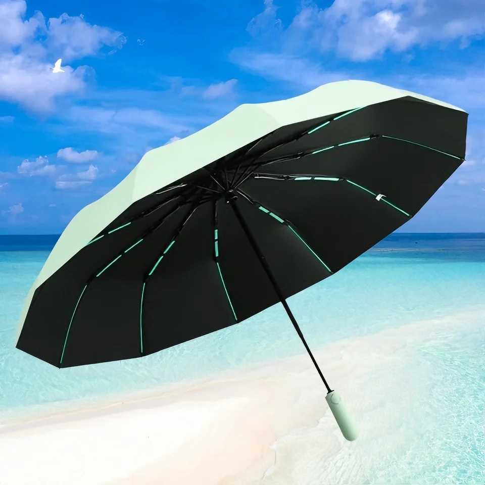 New Fully Automatic Folding Umbrella 12K 60 Ribs Large Size Durable Windproof Suitable for Both Rain and Sun Unisex UmbrellaM251122