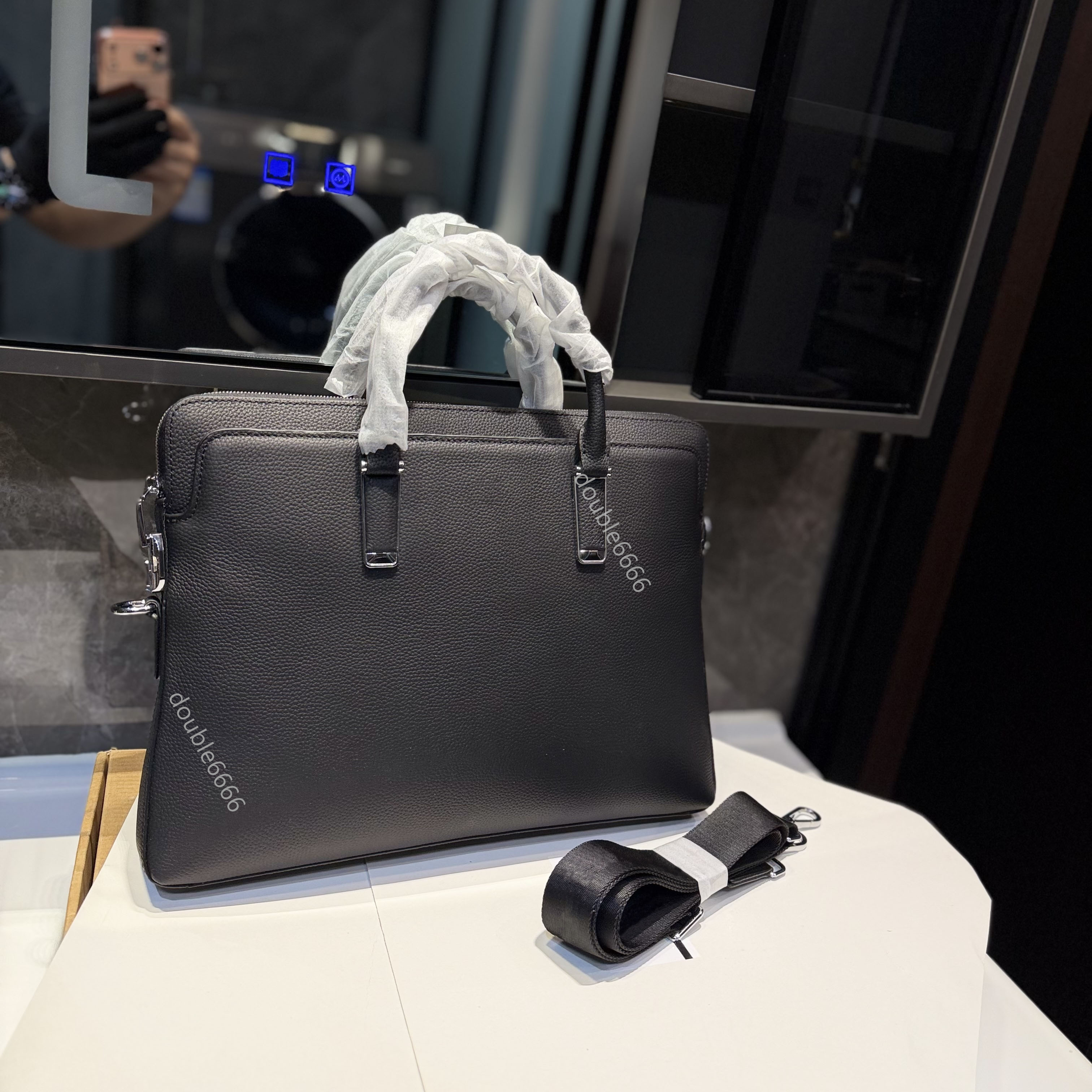 7A quality Designer Laptop Bag Men Leather Briefcases Computer Bag Business Zipper Messenger bag Multifunctional Handbag Black Luxury Tote Bag Travel bag work bag