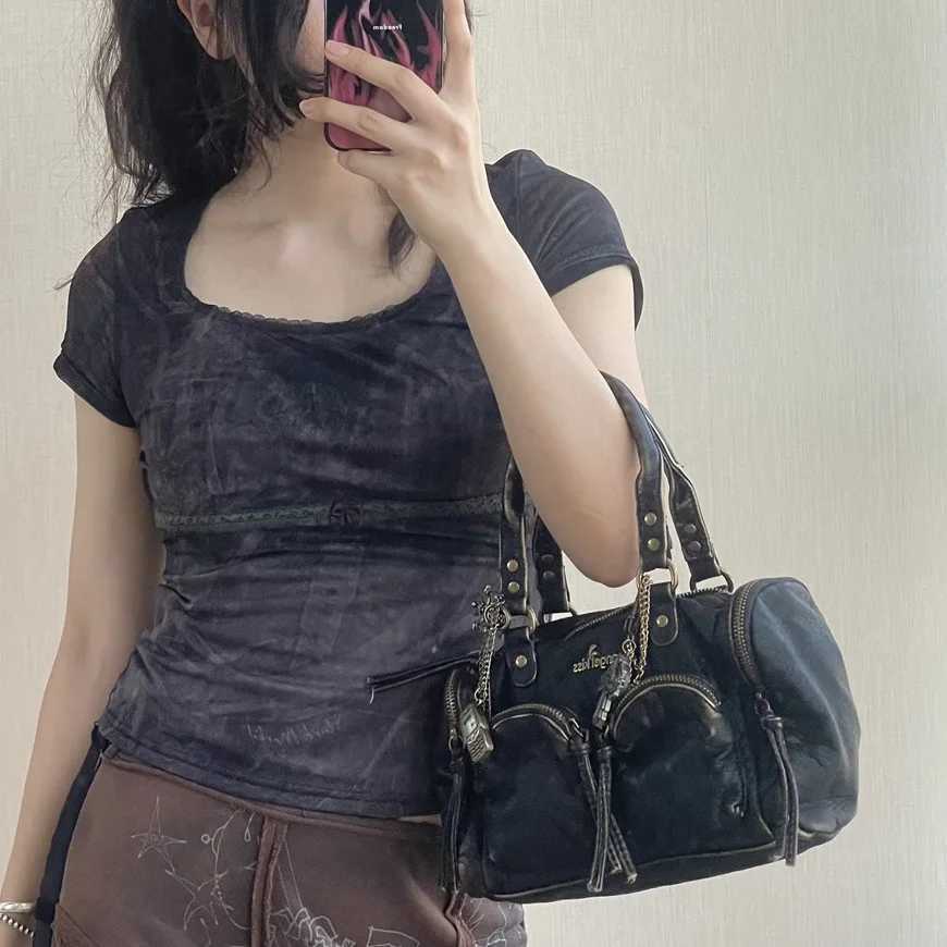 Angel kiss Handbag Women Small Boston Bag Satchel Top-handle PU Shoulder Bag Vintage Dumpling Pack Multi-pockets Shoulder BagsT251122