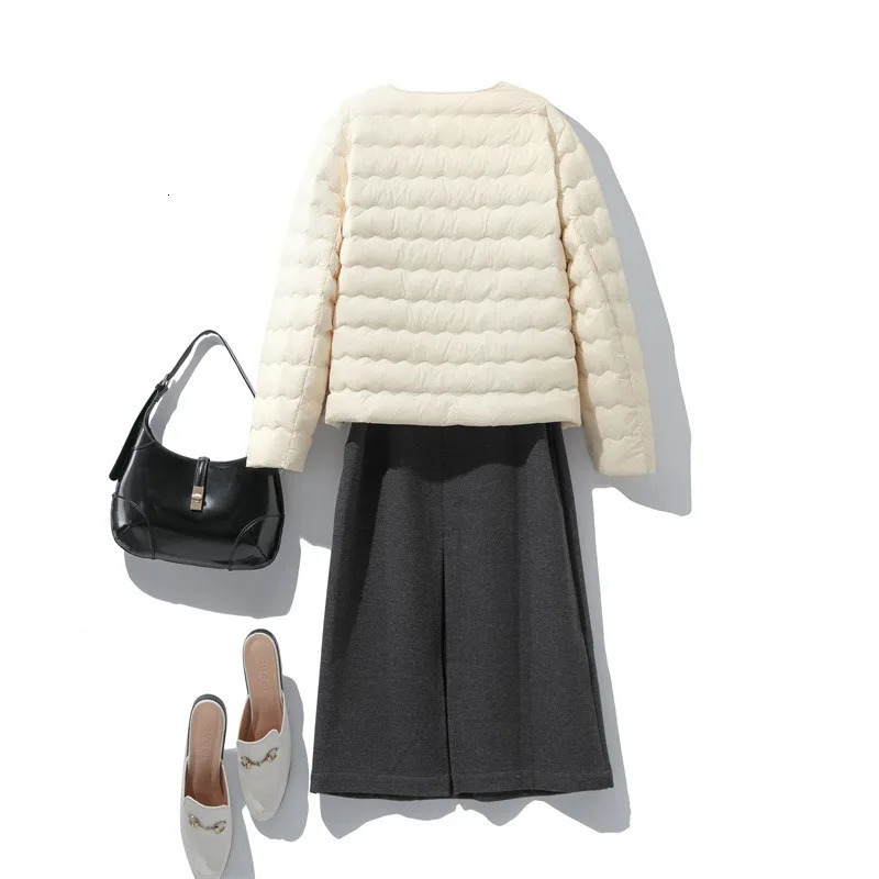 Womens Fashion Lightweight Down Jacket Trendy Cropped FallWinter Style White Duck Insulated Coat 251112