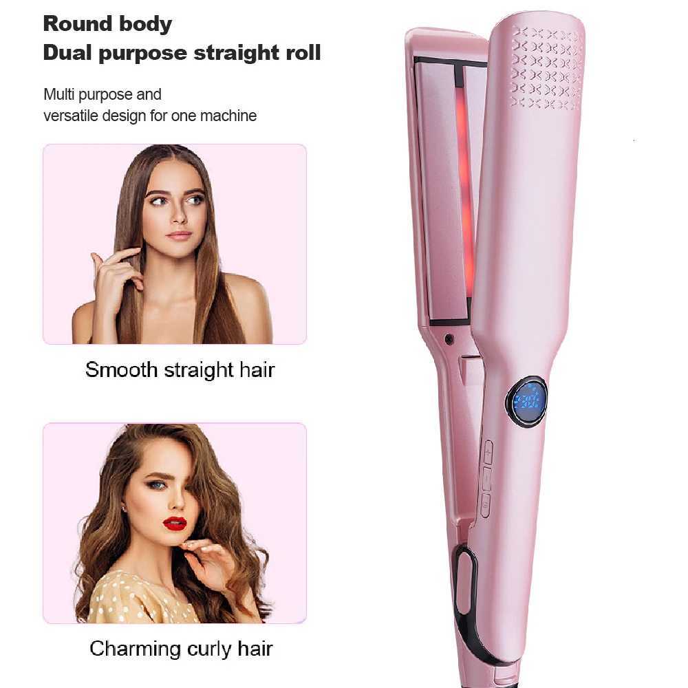 2-in-1 Ceramic Hair Straightener And Curling Iron with Negative Ion Technology Adjustable Temperature Wide Plate for Versatile ST251122