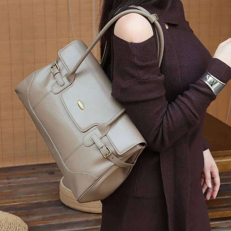 Women's Top-grain Underarm Bag Ladies Luxury Designer Genuine leather Handbags Large Capacity Commuting Tote Bags