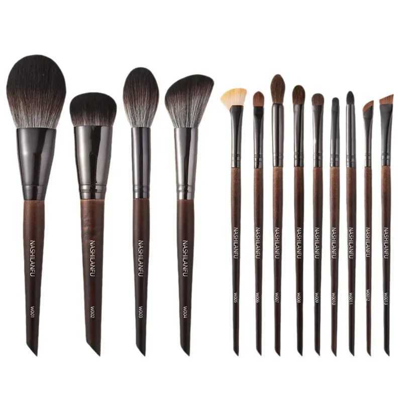 Premium Animal Fur Makeup Brush Set Wooden Handle Eyeshadow Blush Powder Eyebrow Brushes Beauty Makeup Tools Fur Cosmetic C251122