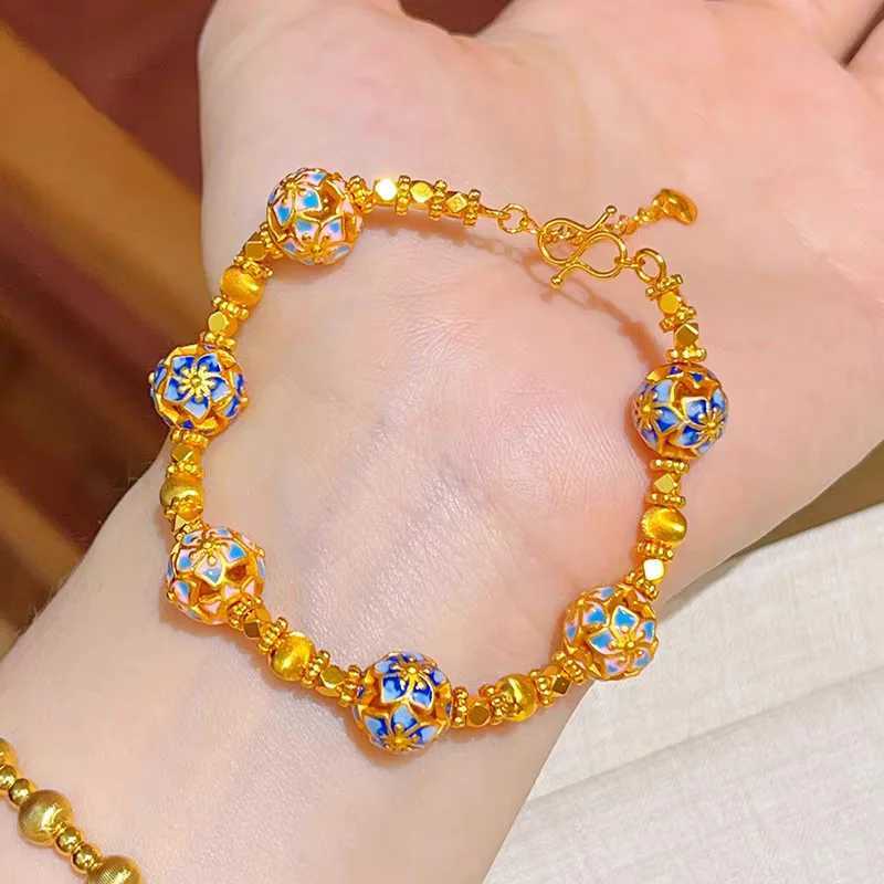 AU999 Bauhinia Lucky Bead Bracelet Womens 24K Gold - Anti-deform gold durable band bead carries es J251122