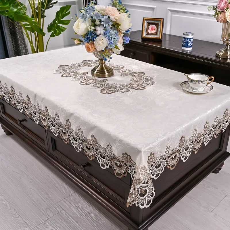 Table Cloth Rectangle White TableCloth Dining Table Cover Table Juppe Luxury Embroidered Lace Chair Cover Elegant Home Decor Wed C251122