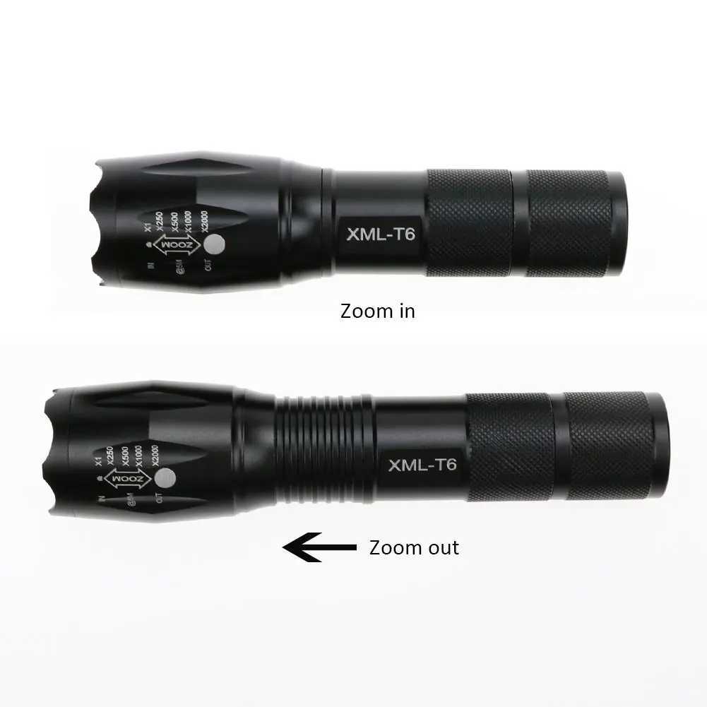 XML LED Flashlight Portable Telescopic Tactical Torch Lanterna Tactical Flashlight Zoomable Waterproof Outdoor Camping Bike C251122
