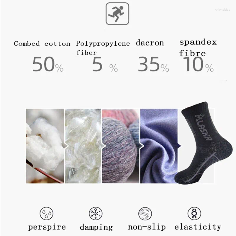 Men's Socks 3 Pairs Set Winter Professional Men Sports Sock Outdoor Keep Warm Cycling Running Hiking Skiing Thermal Spring Crew