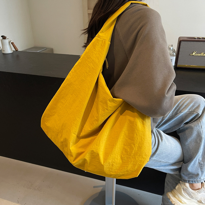 Women's Solid Color Textured Draped Tote Bag Casual Reusable Canvas Shoulder Bags Large Capacity Shopping Bag All Match Underarm R250422