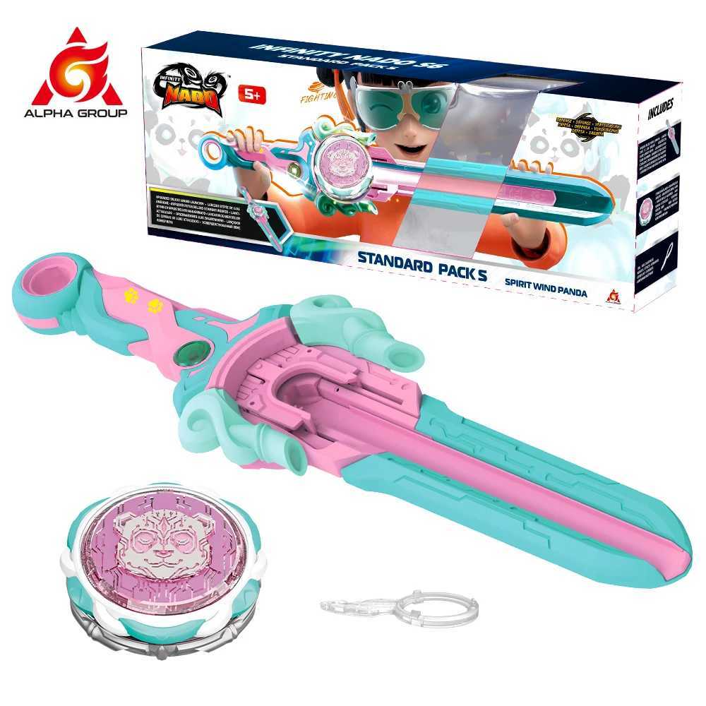 Infinity Nado 6 Power Pack-Spirit Wind Panda Upgraded Metal SpinnTop Gyro39cm Sword Launcher Kid Toy Birthday Gift J250422