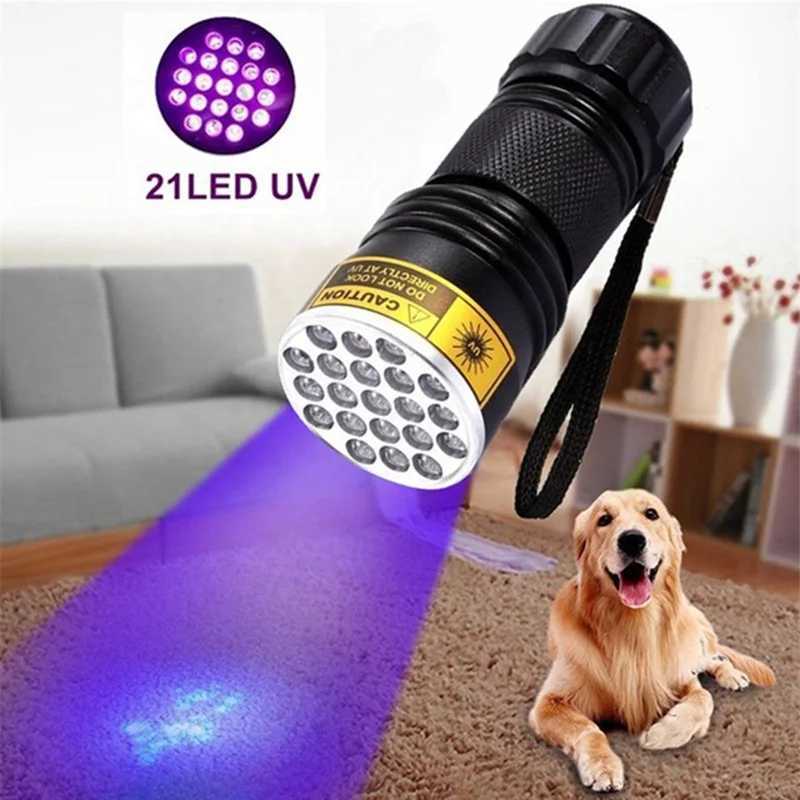 21 LED UV Ultraviolet Flashlight Blacklight 395NM Mini Torch Flash Lamp For Pet Urine Stains Portable Black Light Flashlights C251122