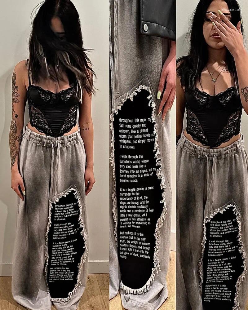 Mens Jeans Y2k Fashion Pants Dilapidated Design Trend Hip Hop Men Women Jogger Drawstring Sweatpants Oversize Cargo Trousers Streetwear