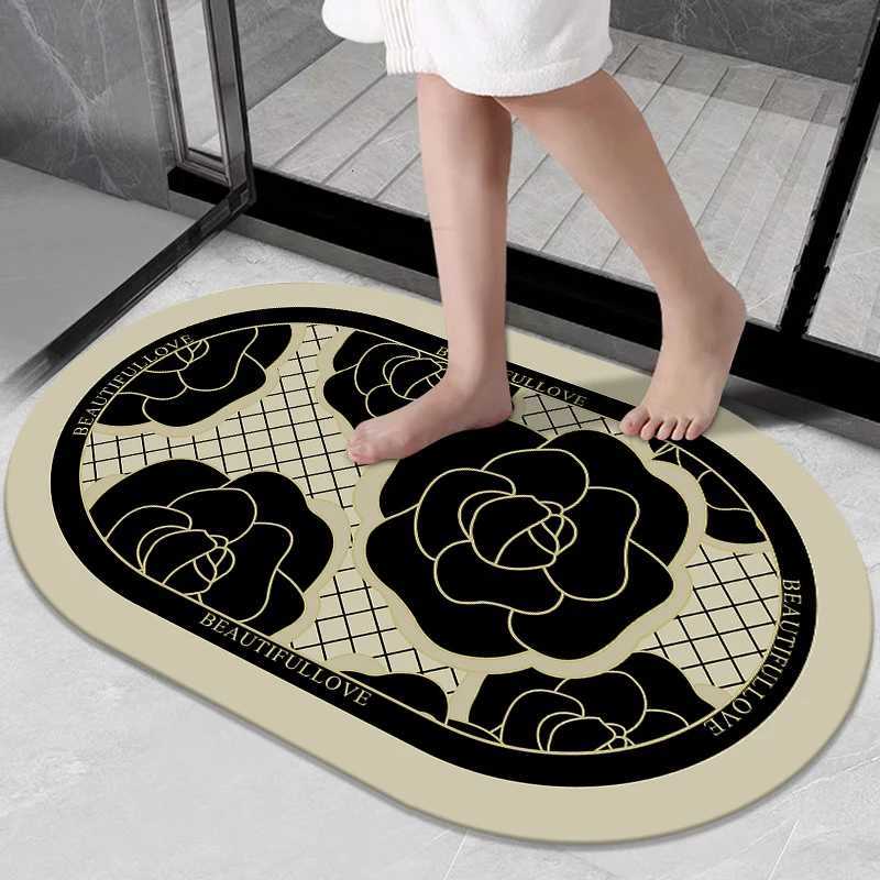 Hard diatom luxury quick-drying floor mat bathroom door water absorption non-slip foot mat toilet small carpetM251122