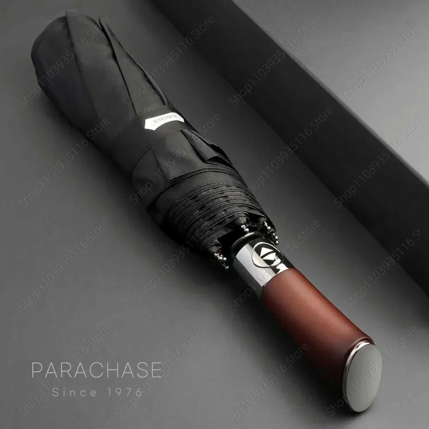 Windproof Large Umbrella for Men 8 Ribs Fully Automatic Umbrella Heavy Rain Outdoor Wooden Folding Umbrellas Compact Parasol M251122