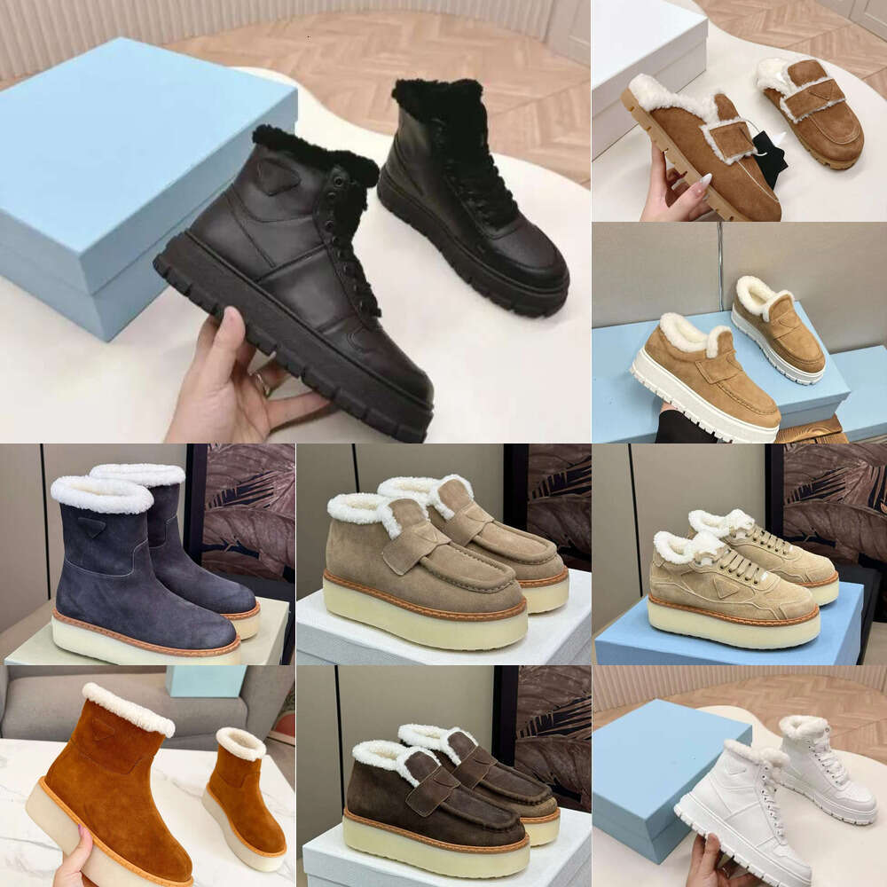 TOP luxury Designer Shoes Women Platform Snow fur slipper Nylon suede Shearling Sneakers Ski boots Spring Fall Winter Warm Casual Fashion leather Ankle Boots shoe