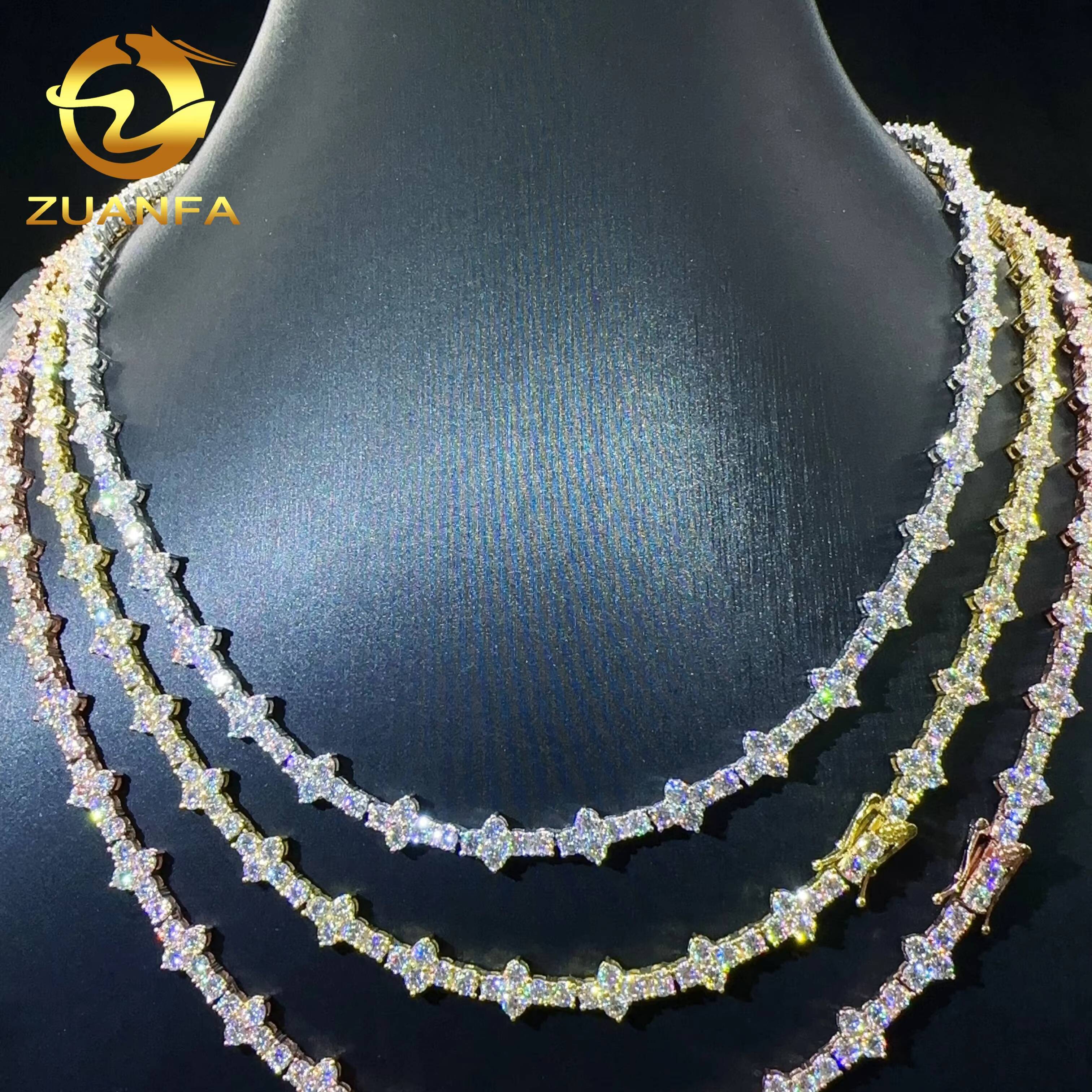 Wholesale Price 3mm Necklace Silver 925 Vvs Moissanite Lab Diamond Iced Out Hip Hop Jewelry Cross Tennis Bracelet Chain