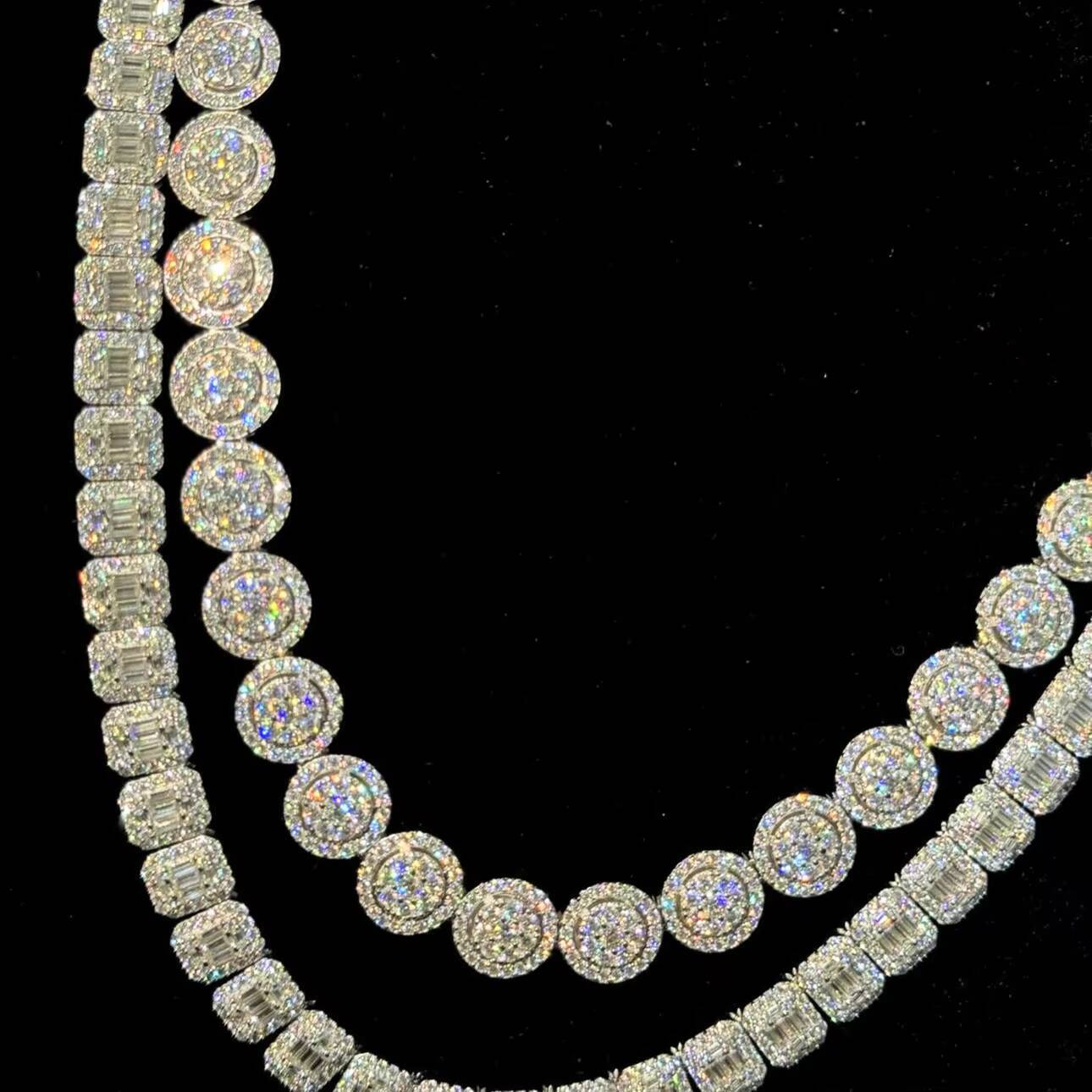 Sterling Silver 925 Necklace Vvs Moissanite Hip Hop Iced Out Jewelry Tennis Bracelet Chain