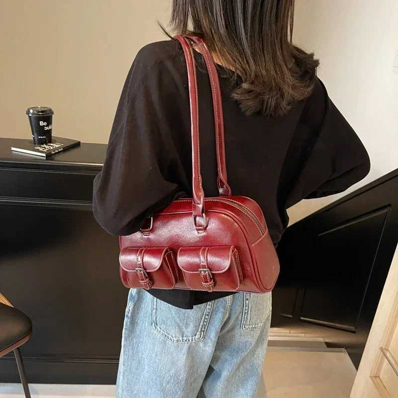LEFTSIDE Small PU Leather Double Pockets Underarm Bags for Women 2024 Y2K Ladies Shoulder Bag Females Handbags and PursesT251122