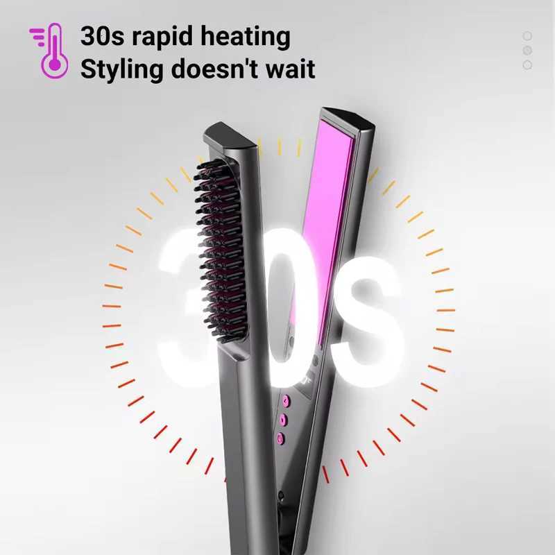 Ceramic Comb Straighter Hair Straightener Straightening Brush 2 In1 Professional to Straighten Electric HairT251122