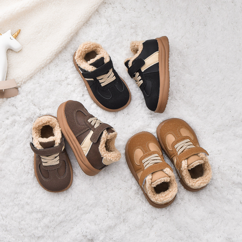 Designer Kids Fleece Lined Snow Boots, Winter Waterproof Thermal Shoes for Boys & Girls, Warm Shearling Sport Sneakers